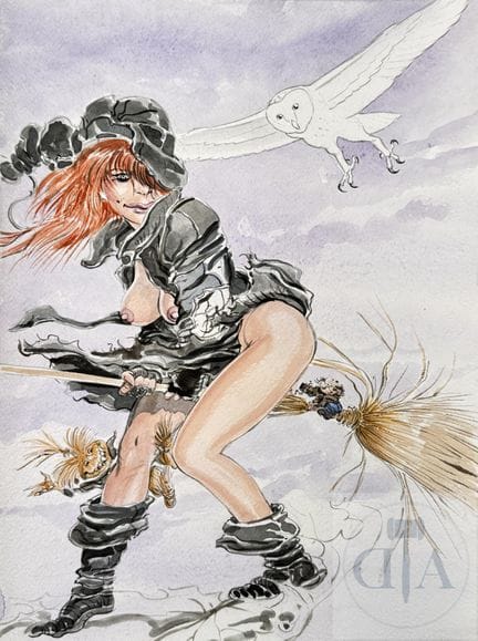 Malik / Dessin original d'une sorcière sexy avec "