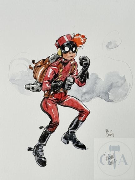 Yoann / Spirou.  Dessin original du Supergroom réa