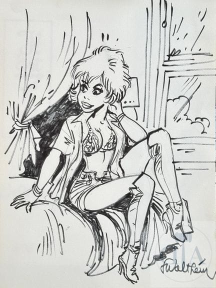 Walthéry / Natacha.  Dessin original sexy de l'hér