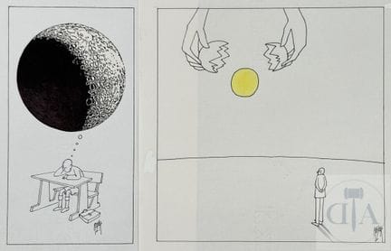 Royer / Paire de dessins originaux surréalistes.  