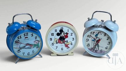 Gaston / Mickey.  Trio de réveils matin mécanique 