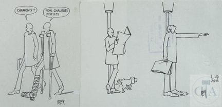 Royer / Paire de dessins originaux humoristique.  