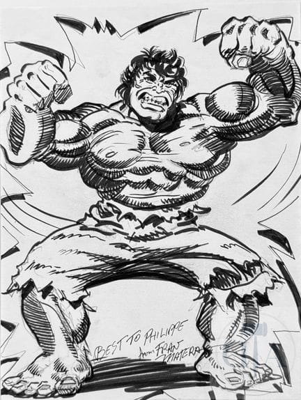 Matera / The Hulk.  Dessin original illustrant le 