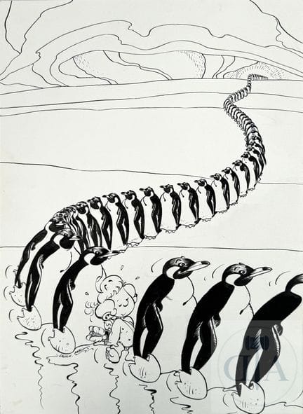 Malik / Cauvin / Cupidon.  Dessin original réalisé
