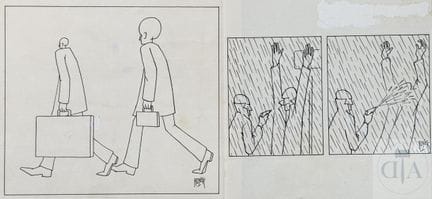 Royer / Paire de dessins originaux humoristique.  