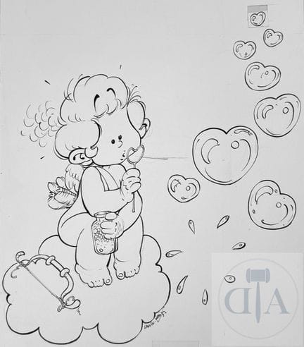 Malik / Cauvin / Cupidon.  Dessin original réalisé