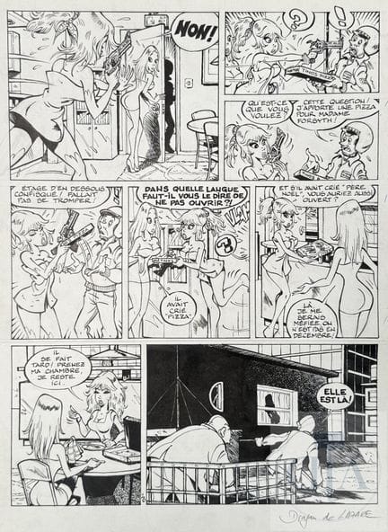 De Lazare et Walthéry / Rubine.  Planche originale