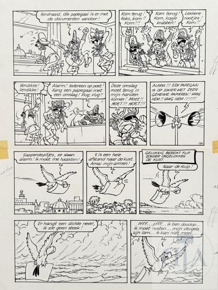Jef Nys / Jommeke.  Planche originale n°37 de l'al