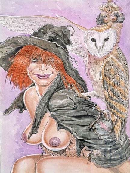 Malik / Dessin original d'une sorcière sexy à la c