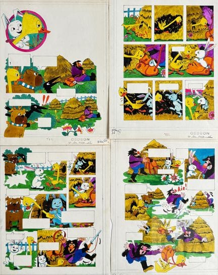 Gédéon journal / Ensemble de 4 planches originales