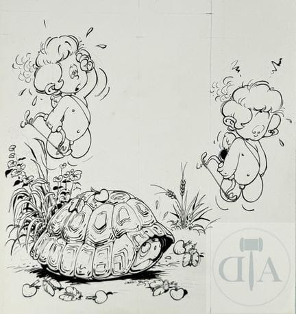 Malik / Cupidon.  Dessin orignal d'un gag amusant 