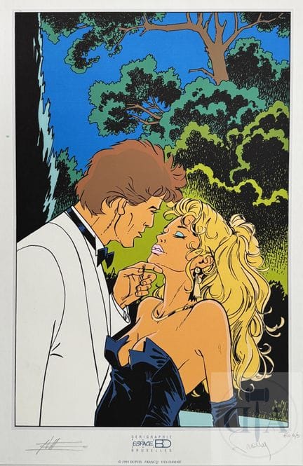 Francq / Largo Winch.  Sérigraphie sur papier calq
