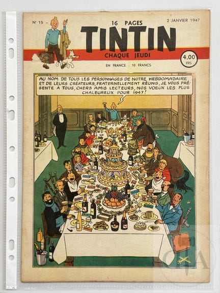 Hergé / Journal Tintin.  Fascicule n°15 de 1947 en