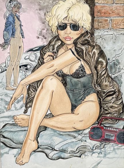 Malik / Archie Cash.  Dessin original d'une jolie 