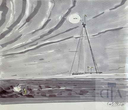 Colman / Dessin original poétique, réalisé en gris