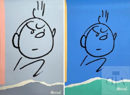 Hergé / Tintin.  Paire de sérigraphies "Alph-Art" 