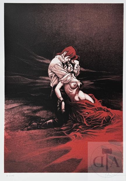 Yslaire / Sambre.  Sérigraphie "Les amants de févr
