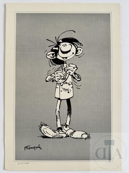 Franquin / Tirage illustrant Gaston "chic" NB n°/5