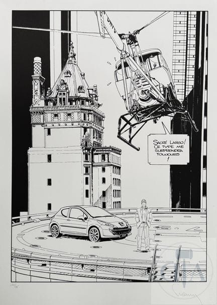 Francq / Largo Winch.  Sérigraphie NB réalisé pour