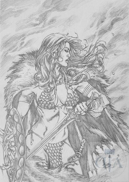 Batista Adriano / Red Sonja.  Dessin original enti