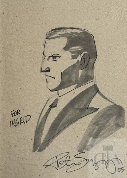 Snejberg / Batman.  Dessin dédicacé réalisé dans l