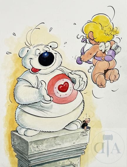 Malik / Cubitus.  Dessin original réalisé en homma