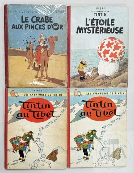 Hergé / Tintin.  Collection de 7 albums en états v