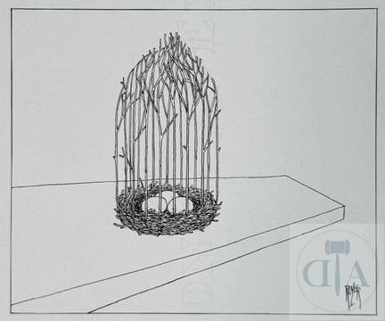 Royer / Paire de dessins originaux surréaliste ren