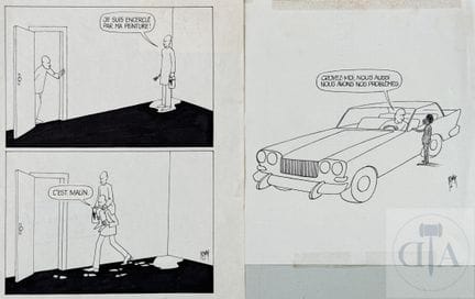 Royer / Paire de dessins originaux humoristique.  