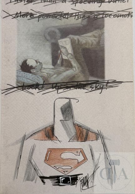 Kristiansen / Batman.  Dessin original du héros ré