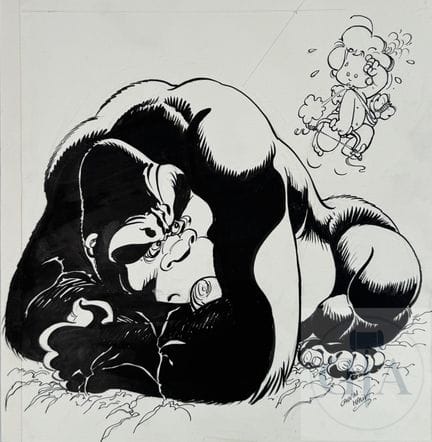 Malik / Cauvin / Cupidon.  Dessin original réalisé