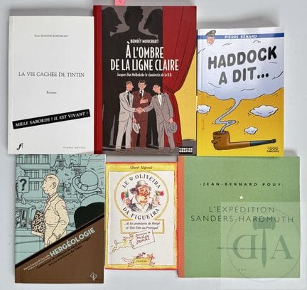 Collection de 6 livres sur l'œuvre d'Hergé provena