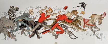 Frank Pé / Spirou et Fantasio.  Sérigraphie panora