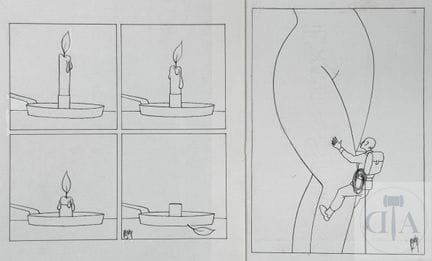 Royer / Paire de dessins originaux surréalistes.  