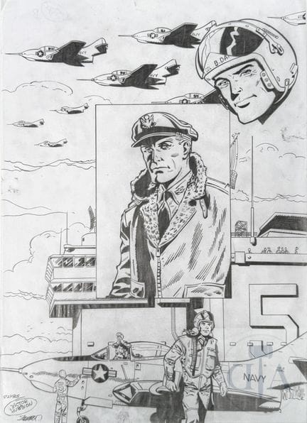 Cirovic / Buck Danny.  Dessin original préparatoir