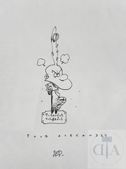 Zep / Titeuf.  Dessin original réalisé dans l'albu