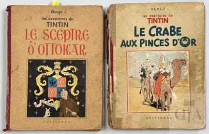 Hergé / Tintin.  Paire d'albums NB éditions origin