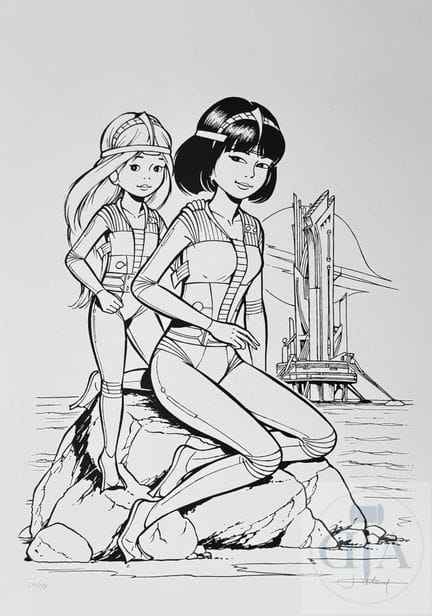 Leloup / Yoko Tsuno.  Sérigraphie NB de la couvert