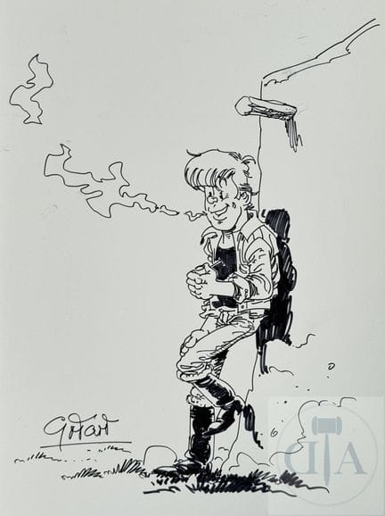 Godard / Martin Milan.  Dessin original du héros f
