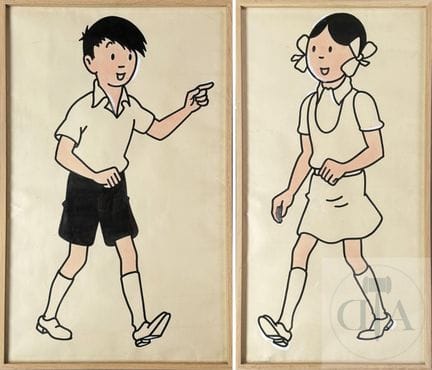Hergé et les studios / Jo  Zette.  Unique paire de