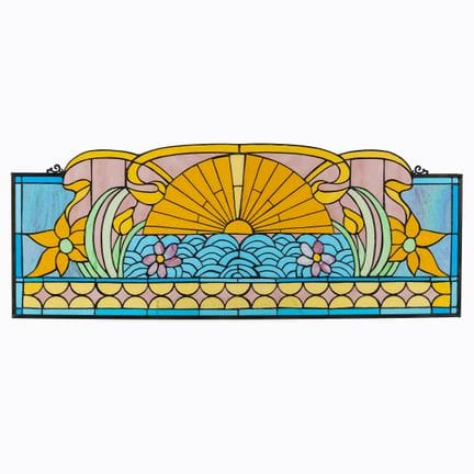 Vitrage décoratif représentant un soleil couchant,