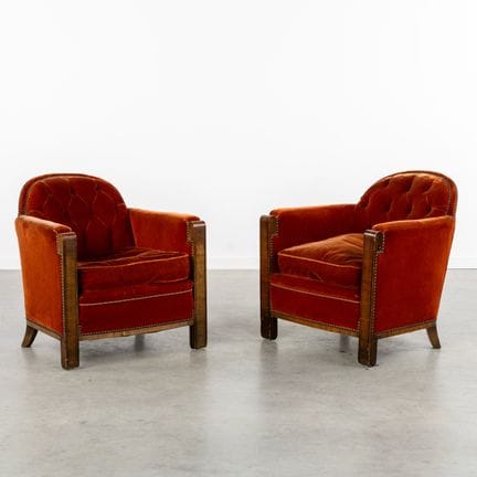 Coppia di poltrone o fauteuil in stile Art Déco ri