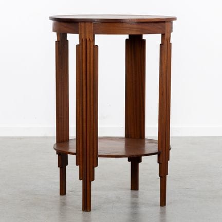 Tavolino alto, in legno intagliato, stile Art Déco