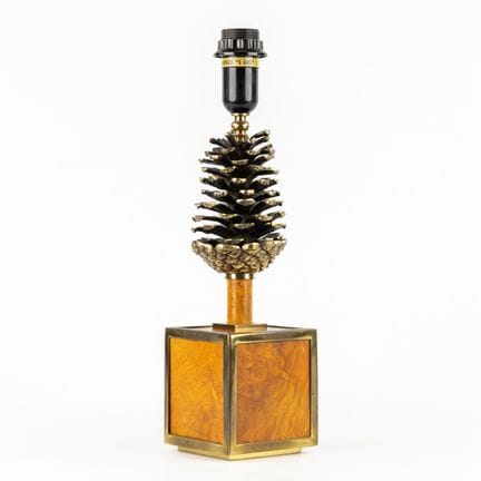 Lampada da tavolo decorativa con “pigna”, in legno