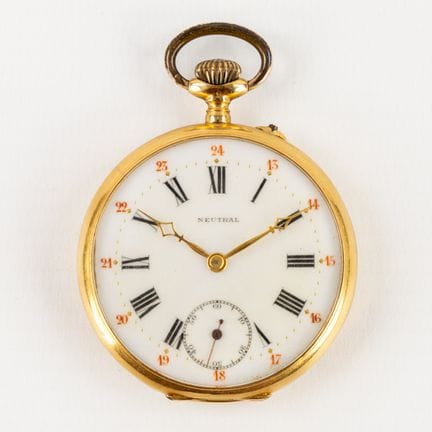 Un orologio da tasca d'epoca, in oro giallo 18 car