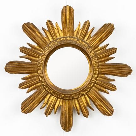 Specchio "sunburst" di metà secolo, in legno dorat