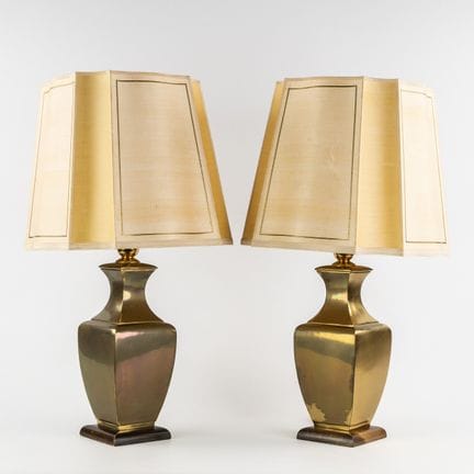 Deknudt, coppia di lampade da tavolo, bronzo dorat
