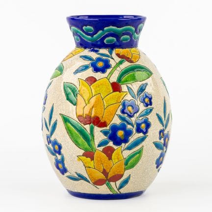 查尔斯·卡托（Charles Catteau，1880–1966）《带花卉图案的多色设计》，为博赫陶