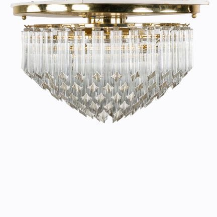 Lampada da soffitto o lampadario, in ottone con ve