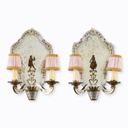Coppia di applique veneziane, in ottone e vetro, I
